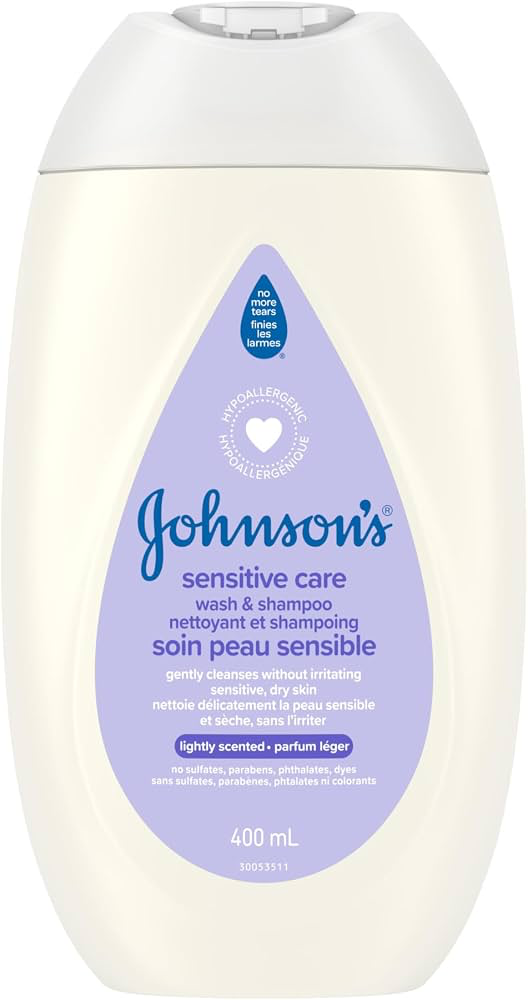 JOHNSON'S SENSITIVE CARE BABY WASH AND SHAMPOO UNSCENTED 400ML