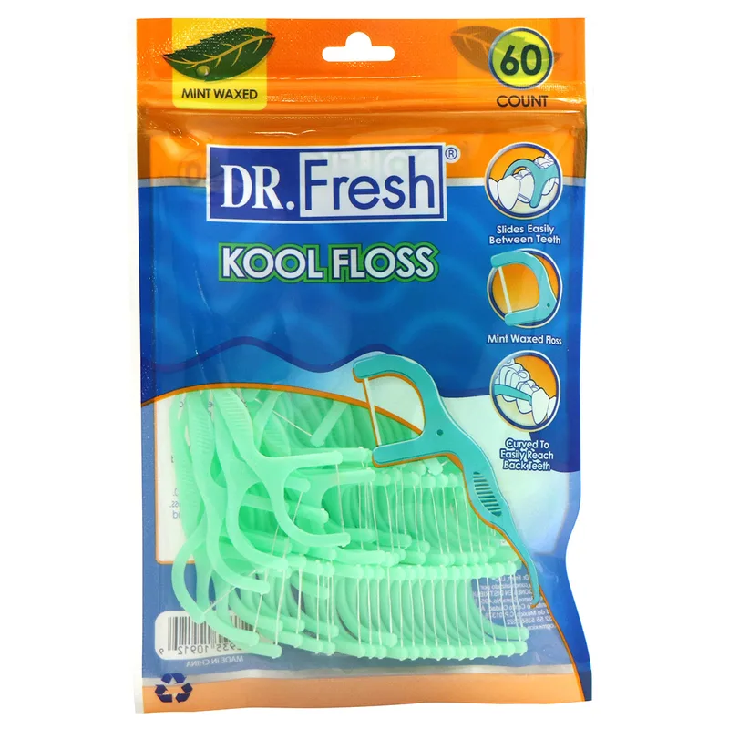Dr Fresh Kool Floss Mint Waxed Flossers 60ct